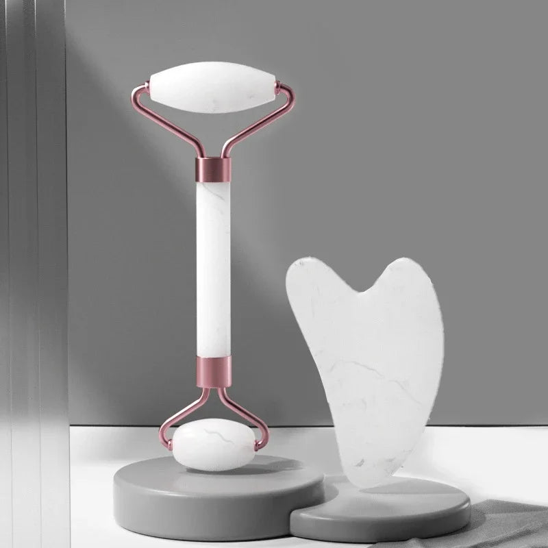 Set de Massage Visage 2 en 1 – Rouleau & Gua Sha Résine | Soin Anti-Âge, Raffermissant et Éclat de la Peau