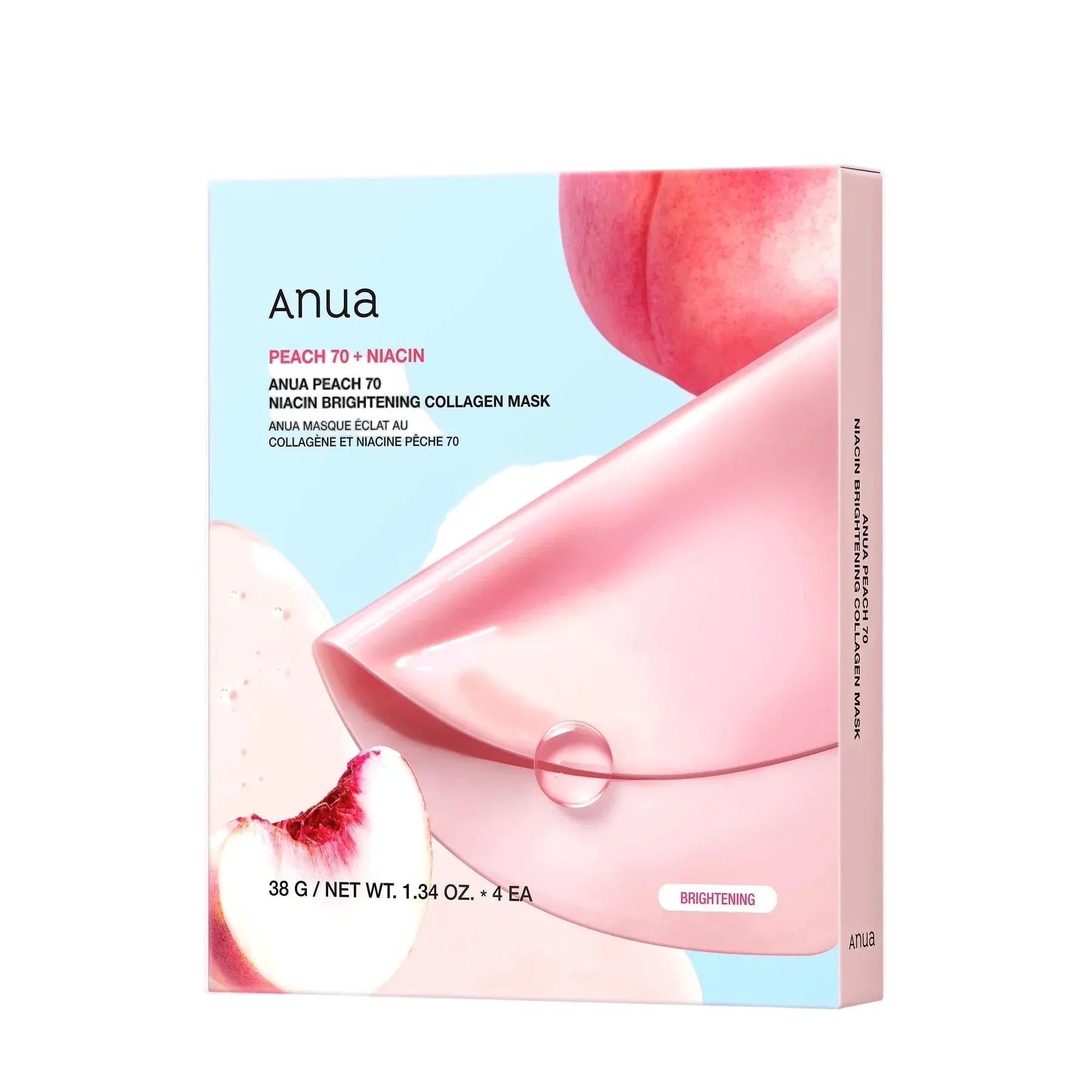 Anua Peach 70 Niacin Brightening Collagen Mask – Masques Éclat x4